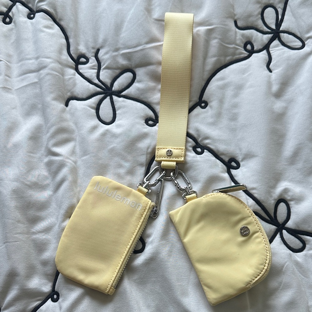 Lululemon Butter Yellow and Silver Hardware Keychain Pouch Set Like New line